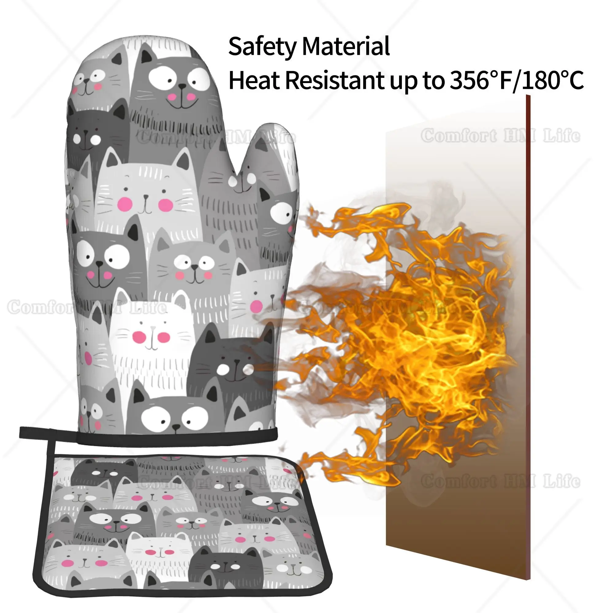 Cute Cats Oven Mitts and Pot H - Kitchen Baking Counter review and price