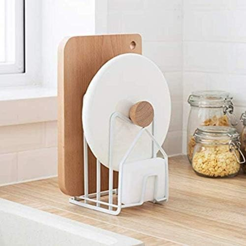 1Pc Pot Pan Lid Holder White C - Kitchen Baking Tray Organiser review and price