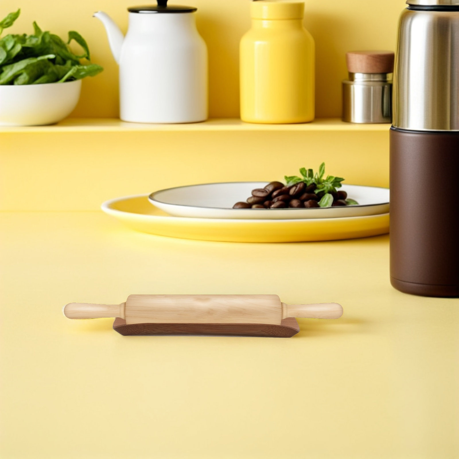 Wooden Rolling Pin Stand Bambo - Kitchen Baking Counter review and price